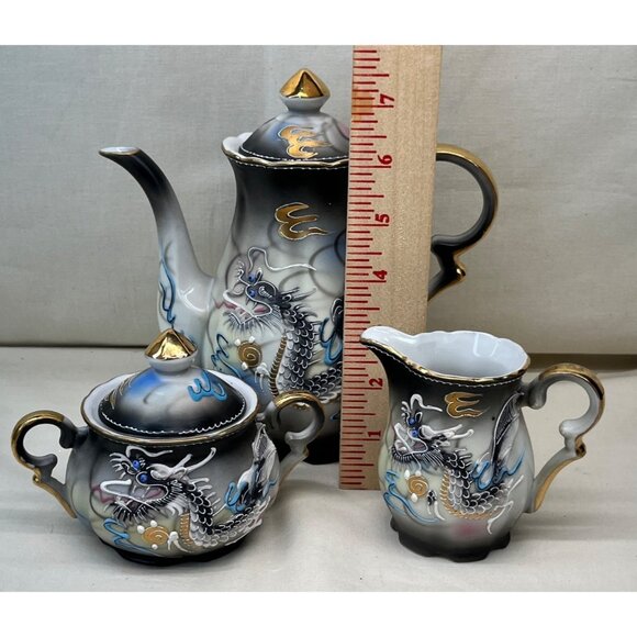 Vintage FW Woolworth Co Ucagco Dragonware Teapot Creamer and Sugar - Picture 11 of 13